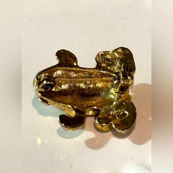 Frog gold tone pin with rhinestones - Picture 5 of 6